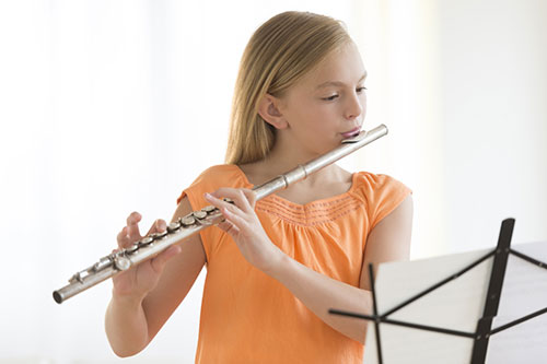 flute student performing